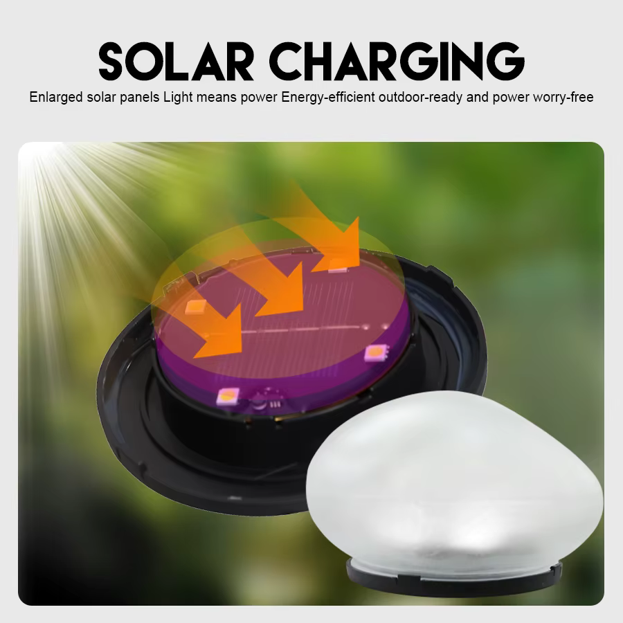 Lampe solaire au sol en verre dépoli