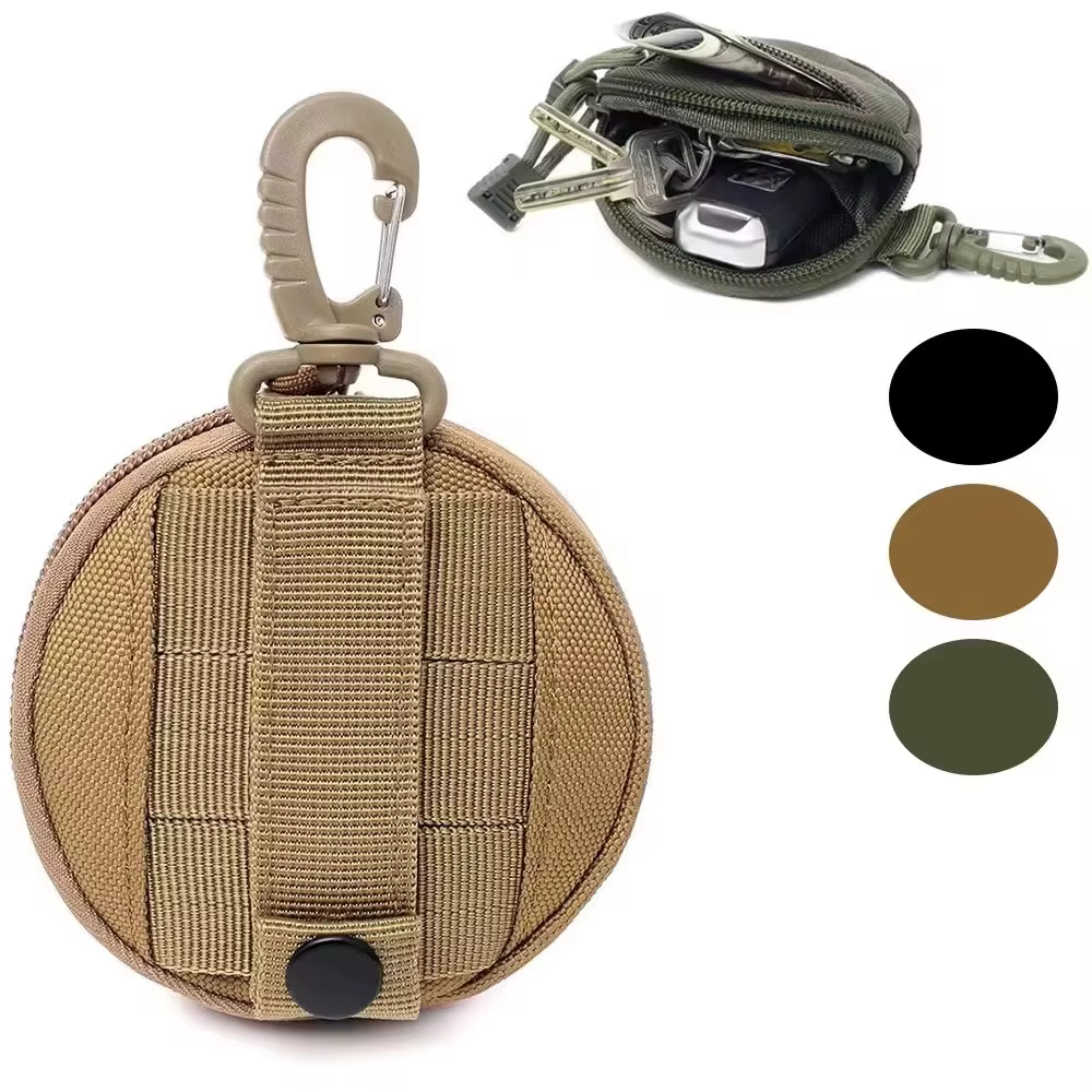 Pochette utilitaire modulaire pour l'extérieur | Petit sac rond compatible MOLLE | Pour la chasse et l'exploration