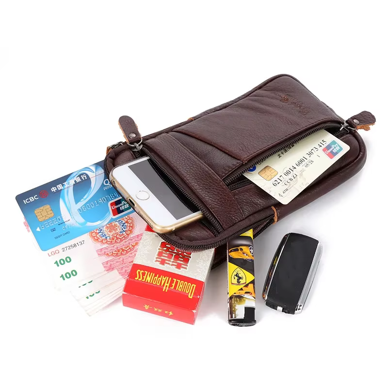 Sac de taille en cuir pour hommes, sac pour téléphone portable, ceinture de Sport de plein air, petit sac à bandoulière pour faire d'affaires