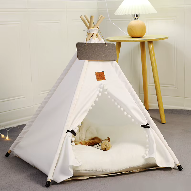 Tente tipi d'hiver pour animaux de compagnie avec coussin double face