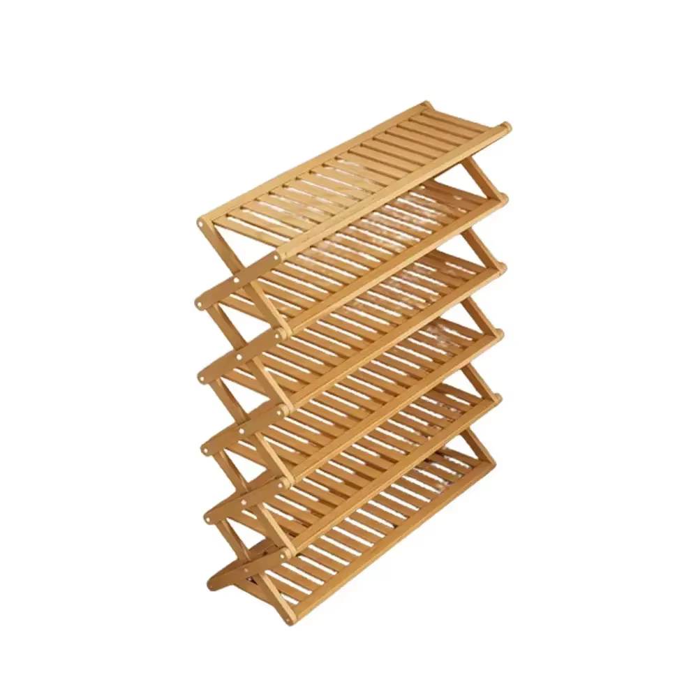 Étagère à chaussures pliante à 4 niveaux, Installation gratuite en bambou, gain de place, étagère de rangement pour chaussures, meubles de maison, armoire à chaussures