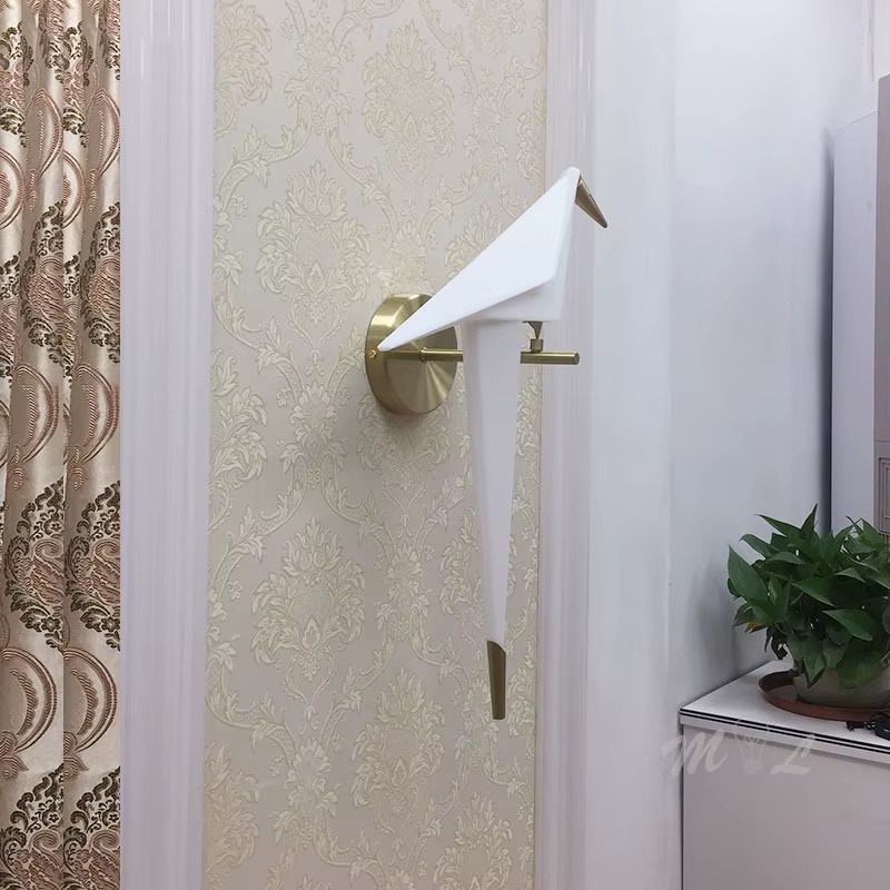 Nordique allée oiseau lampe à côté de la applique Led maison déco mur + lampes papier grue