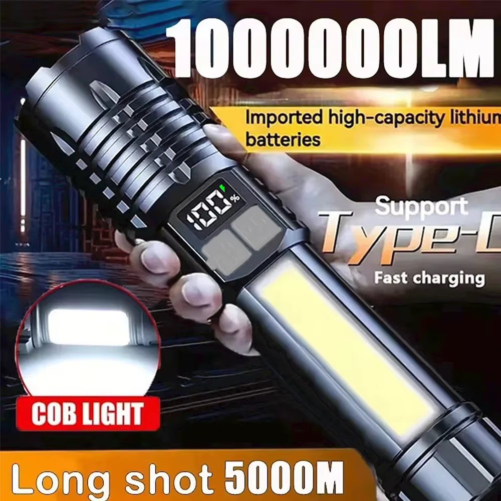Lampe de poche LED haute puissance TYPE-C injuste aste COB