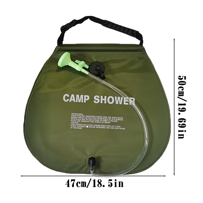 Sac de douche de camping 1/2 pièces - Sac de douche extérieur, sac à eau, tuyau détachable et pomme de douche interchangeable.