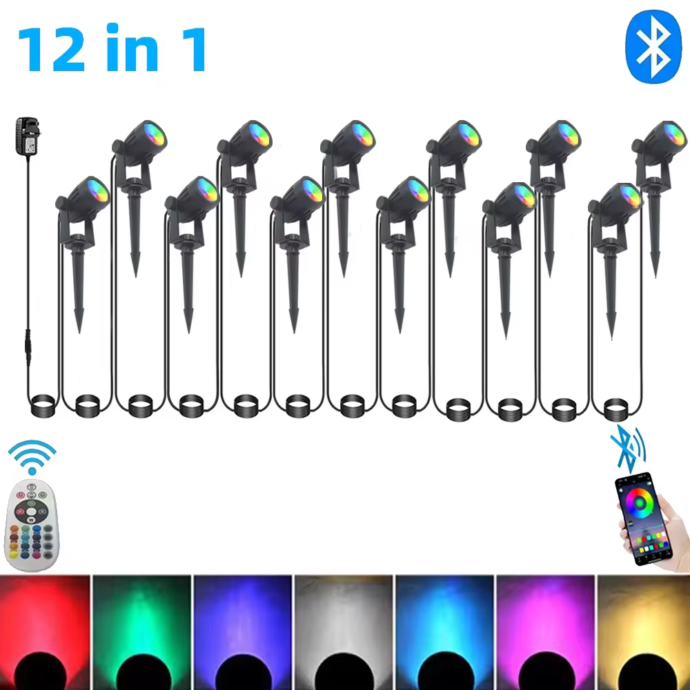 Projecteur paysager intelligent extérieur APP et télécommande 16 millions de couleurs IP65 étanche pour chemin cour jardins arrière-cour