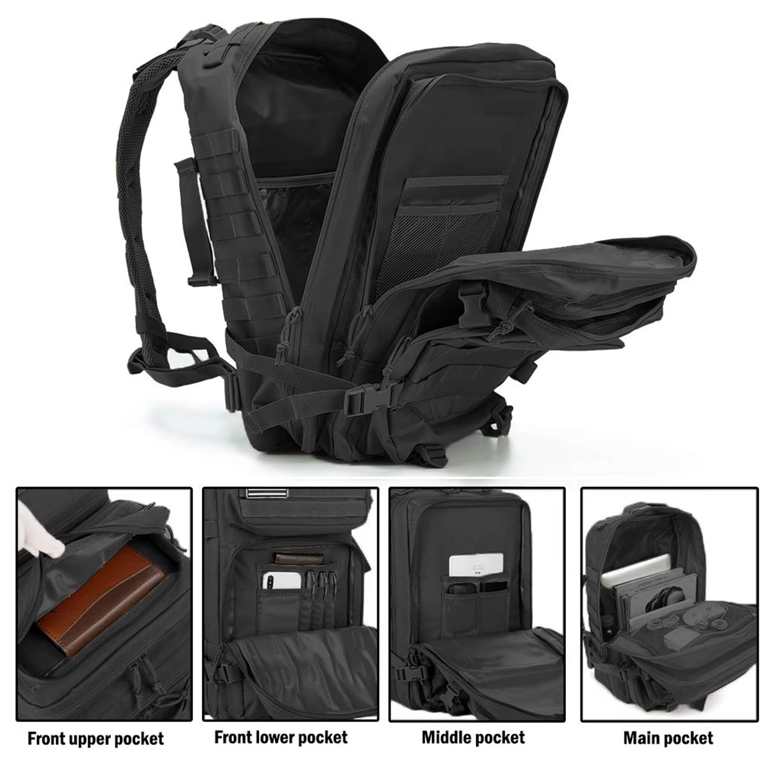 Sac à dos tactique multifonctionnel 45L Molle