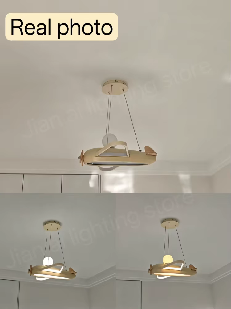 Design créatif dessin animé avion plafonnier LED lampe blanche salon salle à manger étude chambre d'enfants garçon bébé chambre décor lampe