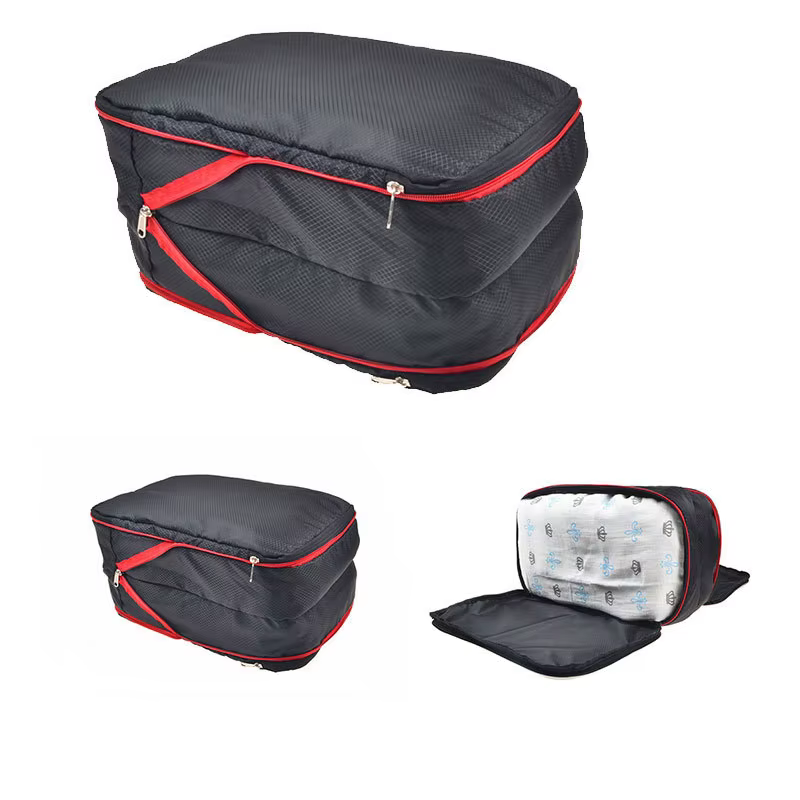 Cubes d'emballage à Compression de voyage avec sac à chaussures, organisateur pliable Portable, pochette pliable pour bagages, rangement de voyage pour vêtements et chaussures
