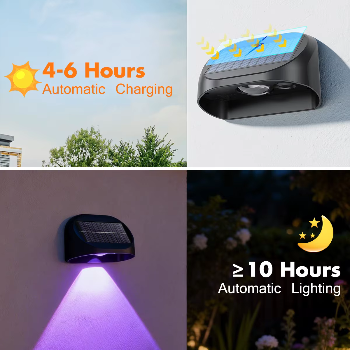 Lampe murale solaire, lumière de jardin, décoration de numéro de maison solaire, lumière IP65 étanche, marche/arrêt automatique, modes RVB pour clôture, cour, marche, extérieur