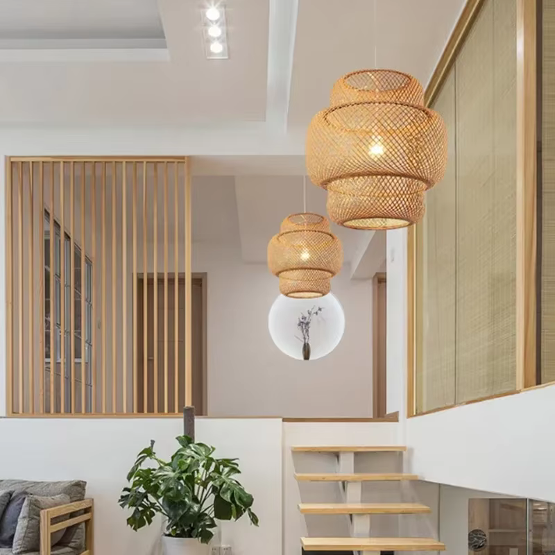 Lampe Suspendue en Bambou Style Chinois, 30cm, Luminaire Décoratif d'Nik, Idéal pour un Restaurant