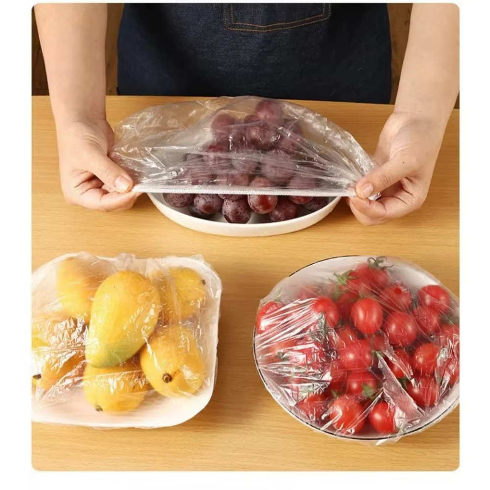 100/200 PCS Housses de protection alimentaire réutilisables pour cuisine, qualité alimentaire, pour conservation des aliments frais, transparentes et élastiques