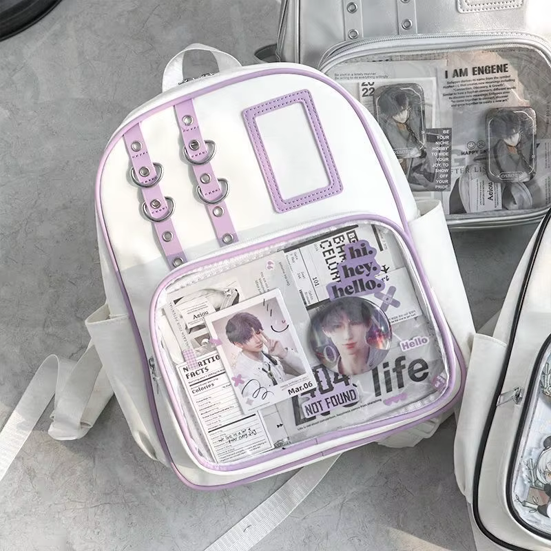 Mini sac à dos Y2K mignon pour femme, sac Ita Kawaii, sac à dos transparent pour fille, sac à dos DIY, sac à dos Lolita, style preppy, sacs d'école