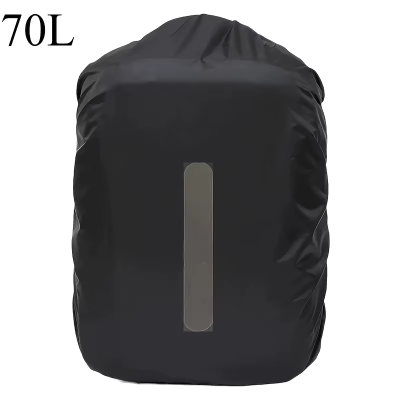 Housse de pluie pliable noire 20-70L pour sac à dos avec bandes réfléchissantes – Idéale pour la randonnée