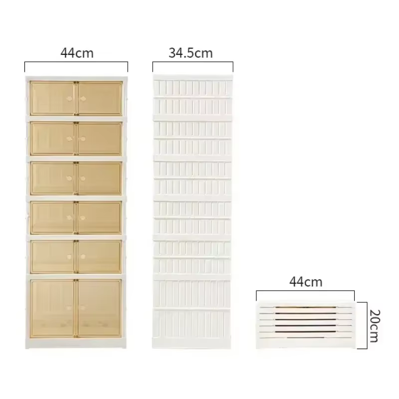 Organisateur de étagères à chaussures pliables pour placard, boîte de rangement de chaussures pliables en plastique, transparente, empilable avec assemblage facile