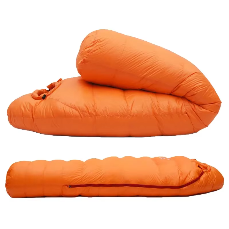 Sac de couchage de Camping en duvet d'oie blanc, garde au chaud, Style momie, épais, adapté pour l'hiver, stockage thermique Portable, Compression