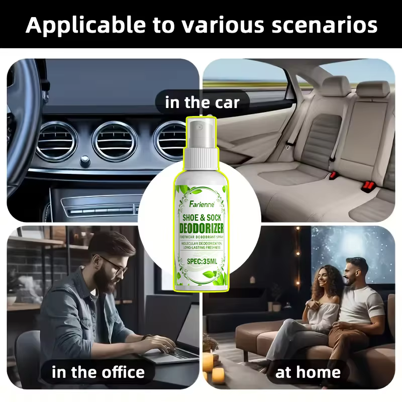 Spray désodorisant pour chaussures Fariienne 35ml - Formule douce, parfum frais, éliminateur d'odeurs efficace pour chaussures, chaussettes et chaussures de sport