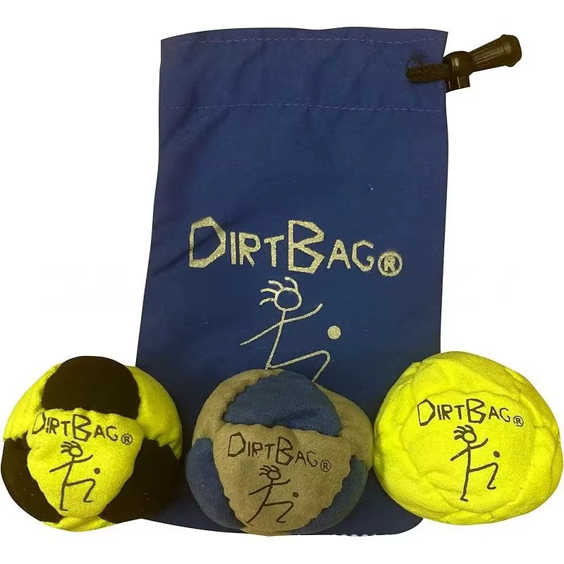 Hacky Sack en suède synthétique à 8 panneaux rempli de sable, lot de 3 avec sac de transport, sac de sport classique pour débutants et professionnels
