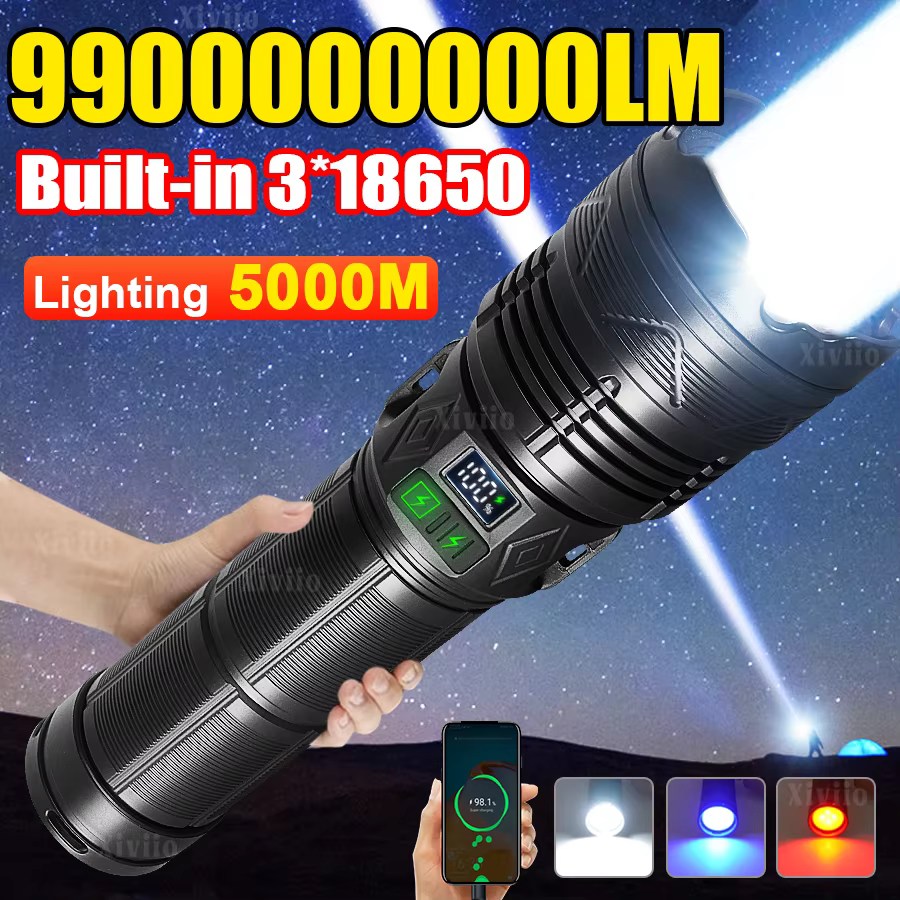 Lampe de poche LED la plus puissante 99000000LM Super lumineuse 1500W
