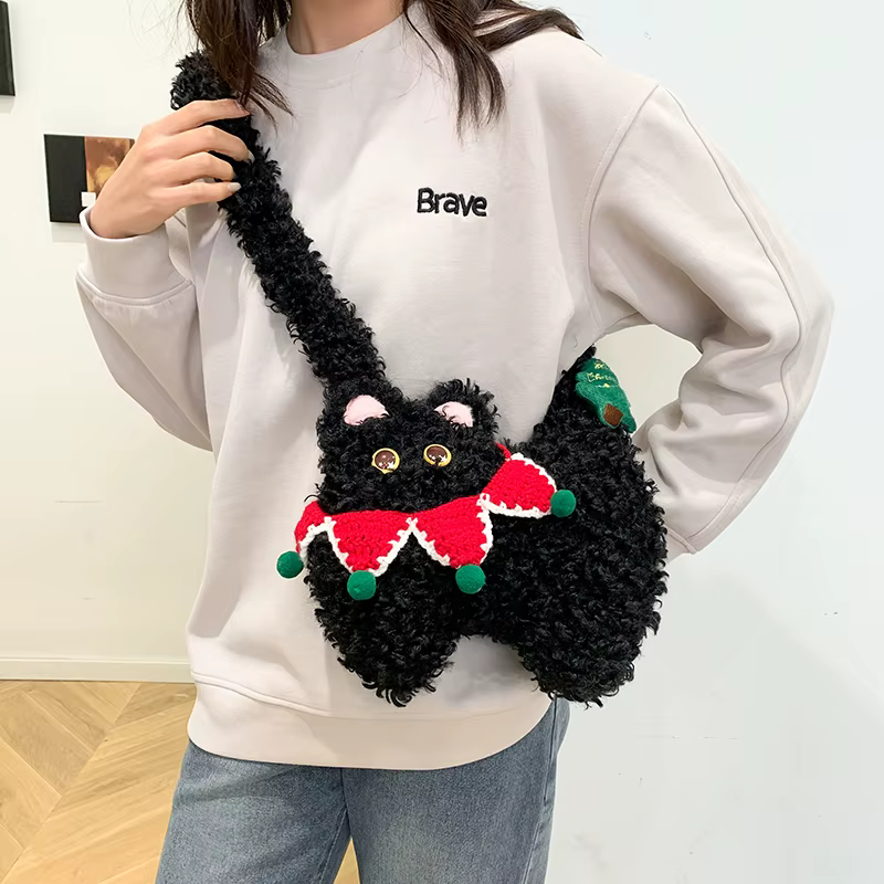 Sac à main chat mignon pour femme, sac à bandoulière Kawaii, petit sac à main pour téléphone, peluche de dessin animé, mode décontractée, initié, style japonais, 2025
