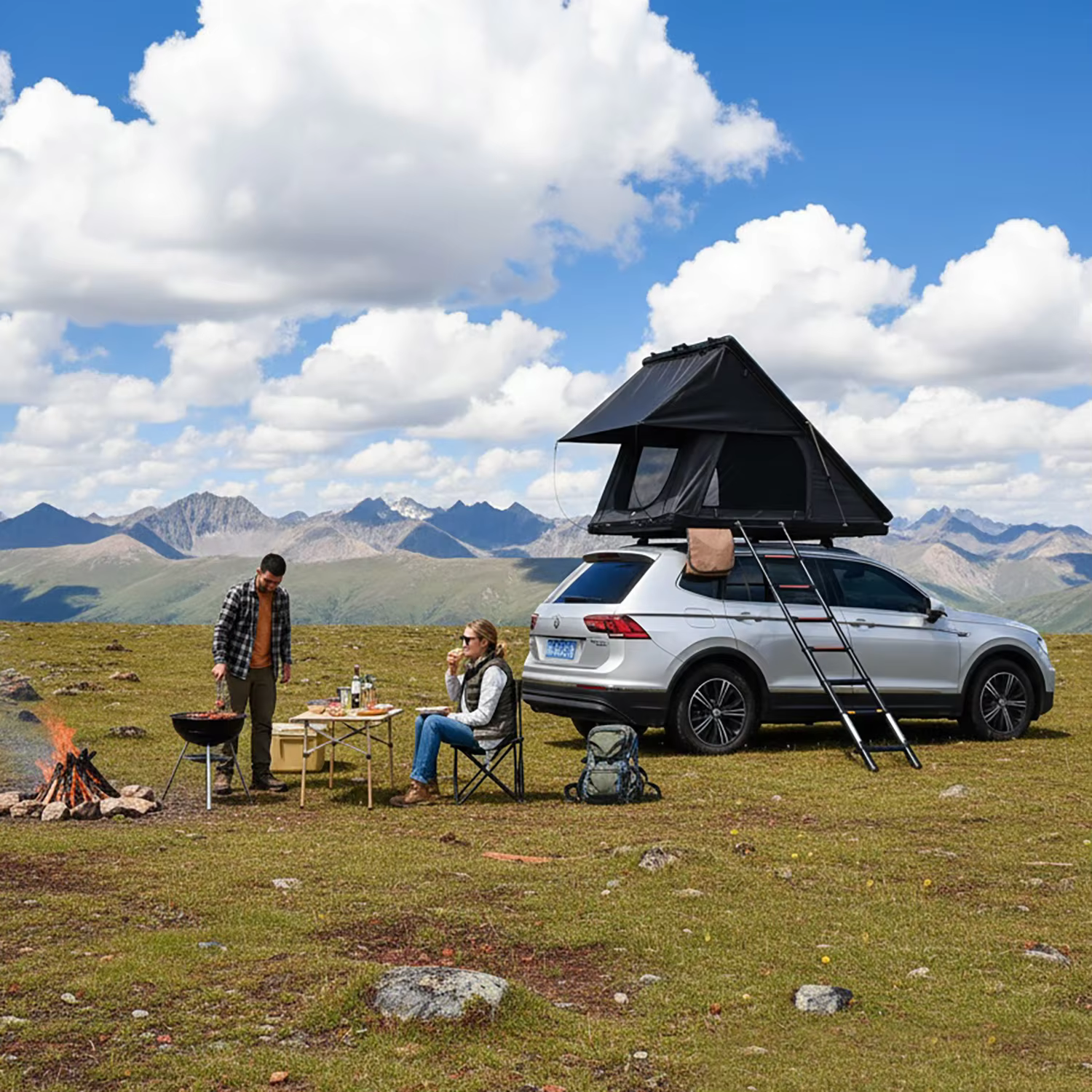 Tente de toit pour camping en montagne, directement de l'usine, pour pick-up, SUV, Jeep, pêche en plein air, barbecue, tout-terrain