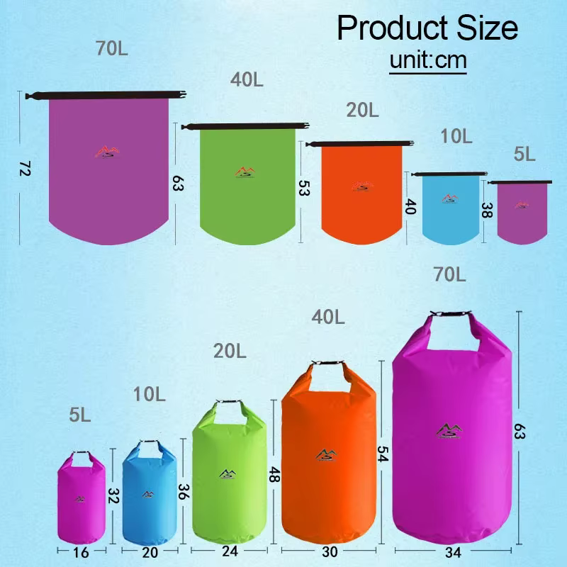 Sac de dérive de stockage étanche 5L10L20L40L70L sac sec étanche de grande capacité pour la navigation de plaisance pêche Rafting Trekking natation