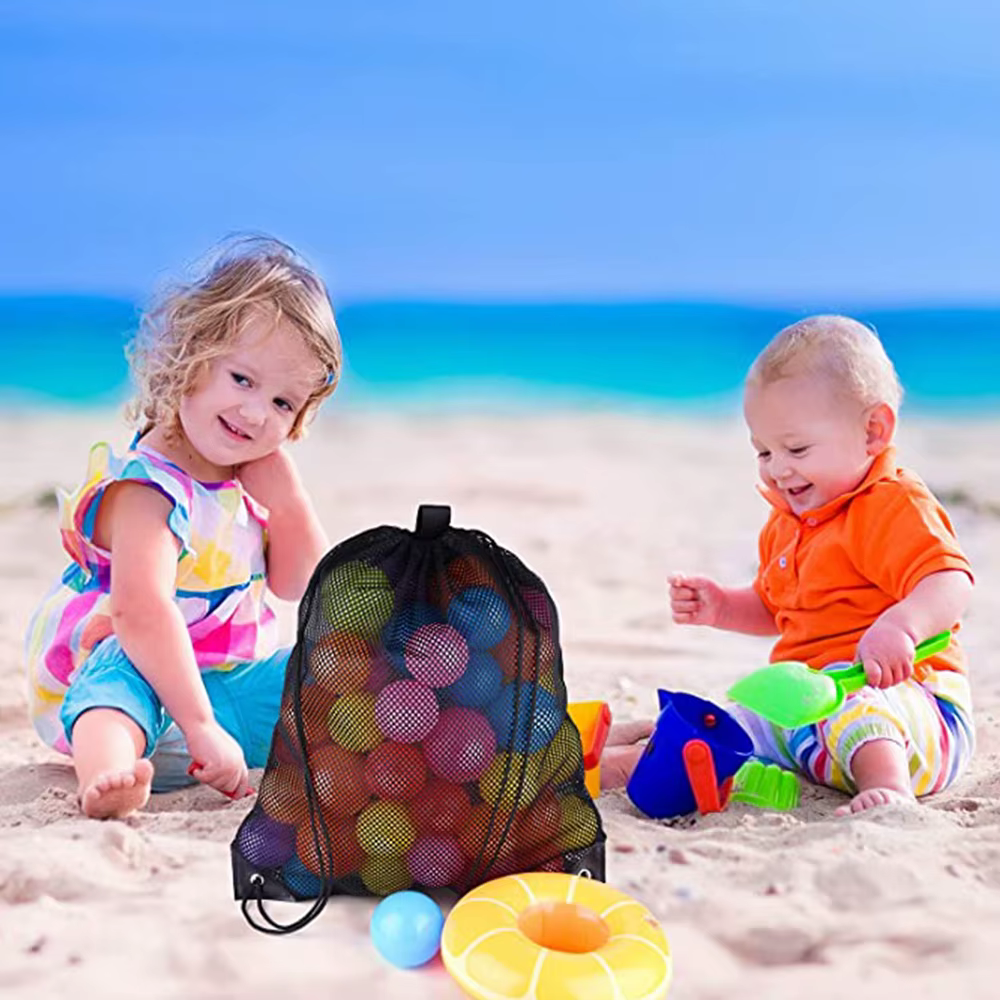 Sac à dos en maille à cordon de serrage, sacs en maille noire, sac en filet pour ballon de football robuste, sac d'équipement pour salle de sport, plage, équipements de natation