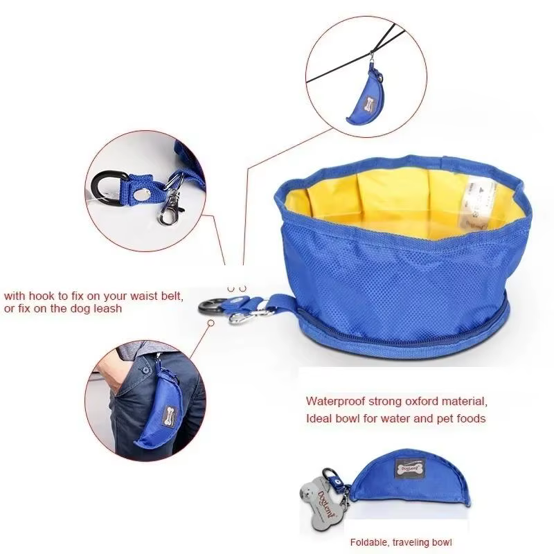 Conteneur à eau pour chien de grande capacité, bol à eau pliable pour chien, sac de rangement pour nourriture, bol pliable pour animaux de compagnie pour la randonnée en plein air, les voyages, 1100 m