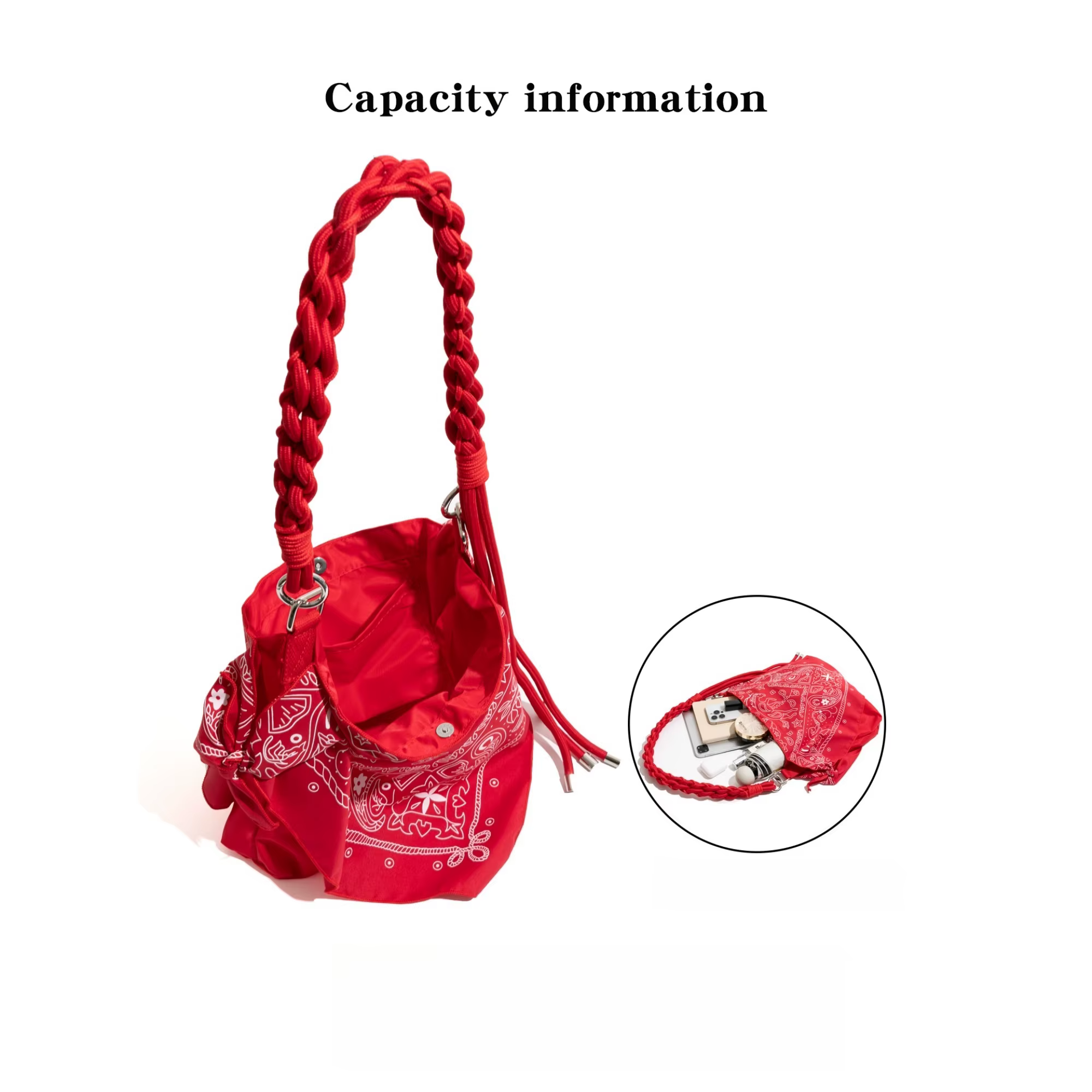 Paisley tressé sangle sous les bras sac à bandoulière rouge bohème Bandanna imprimé sacs à bandoulière tissé sangle sacs à main et sacs à main