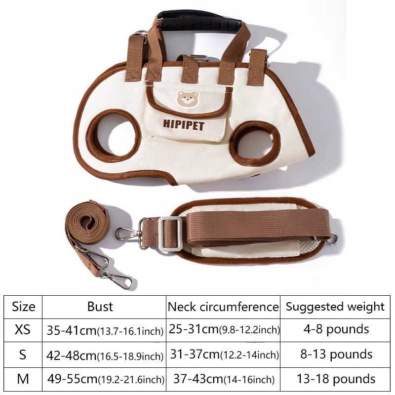 Sac pour chien portable respirant multi-fonctionnel sac à dos de traction facile à nettoyer sac à dos