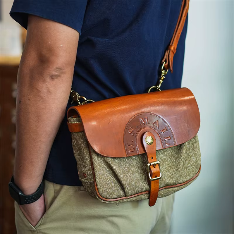 Sac à bandoulière en cuir véritable pour hommes