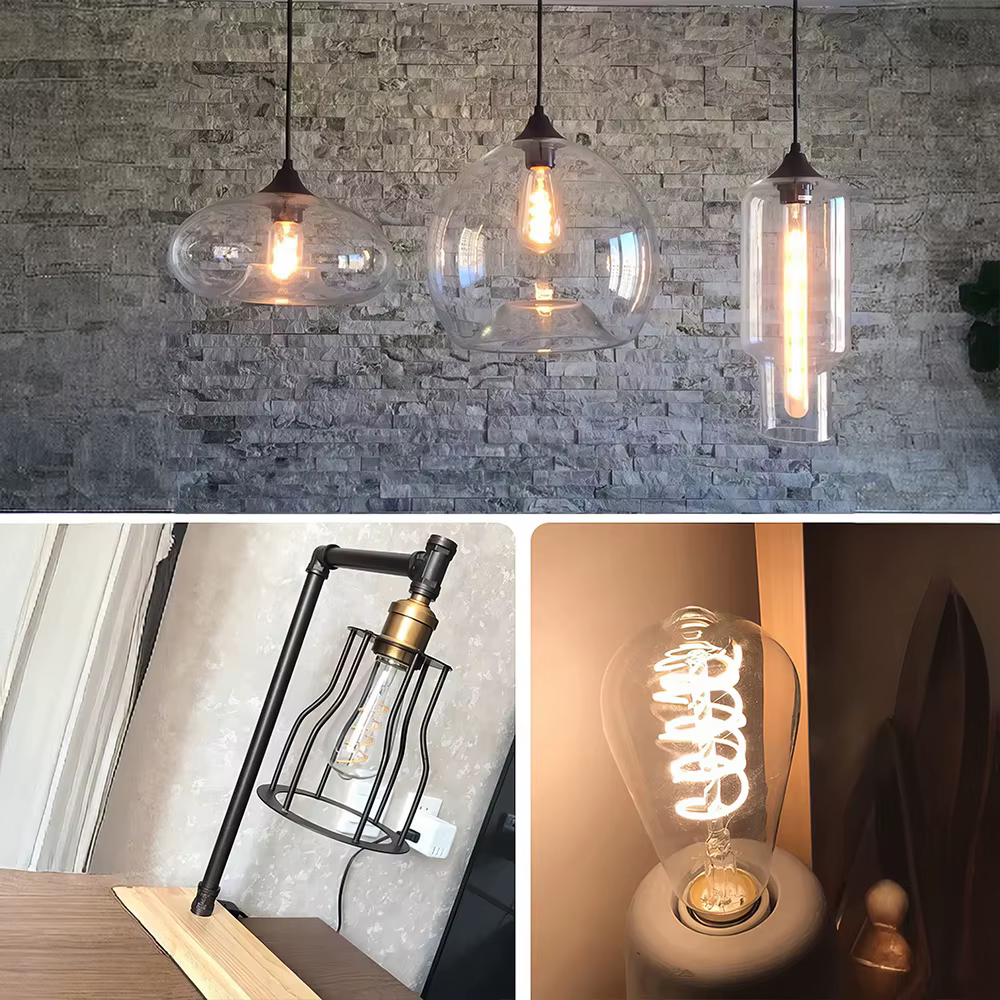 Ampoule LED rétro à Filament en spirale E14 E27, 4W, jaune chaud, 220V, C35 A60 T45 ST64 T185 T225 G80 G95 G125, lampe Edison Vintage
