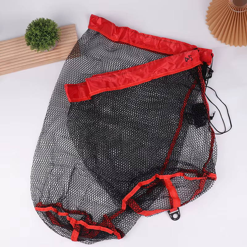 Epuisette de pêche, sac de collecte avec ficelle de proximité, portable, pliant, UNIS issement, petite grille, sac en filet, équipement de pêche