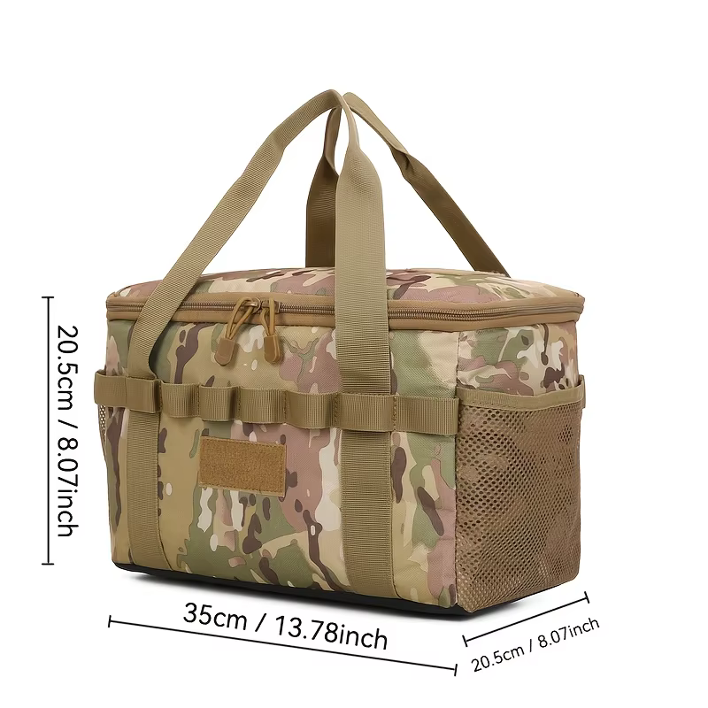 Sac tactique de camping en plein air - Outil multifonctionnel de grande capacité de 14 L et organisateur d'équipement de pique-nique avec plusieurs compartiments Noir