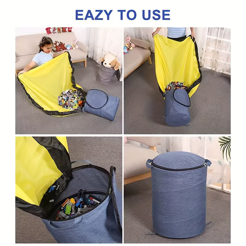 Blocs de construction de stockage de jouets Lego, sac de rangement de poupée pour enfants, grand seau de rangement rapide détachable pour tapis de jeu
