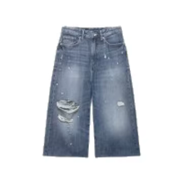 Jean rétro style américain taille haute coupe large à cinq poches en denim déchiré coton Printemps 2026 Tendance Streetwear Confortable