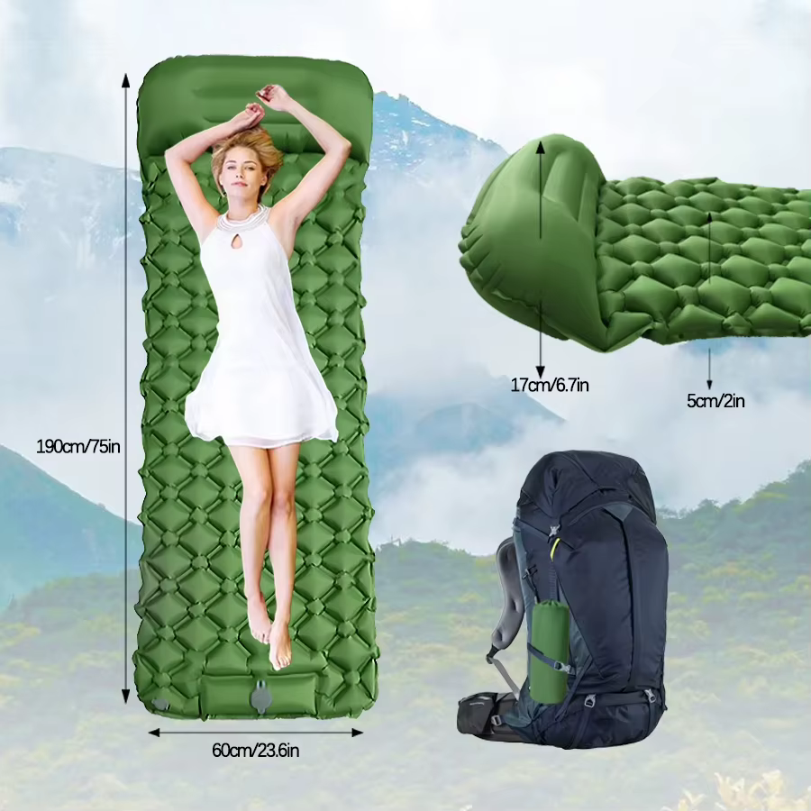 Matelas gonflable de camping extérieur avec oreillers