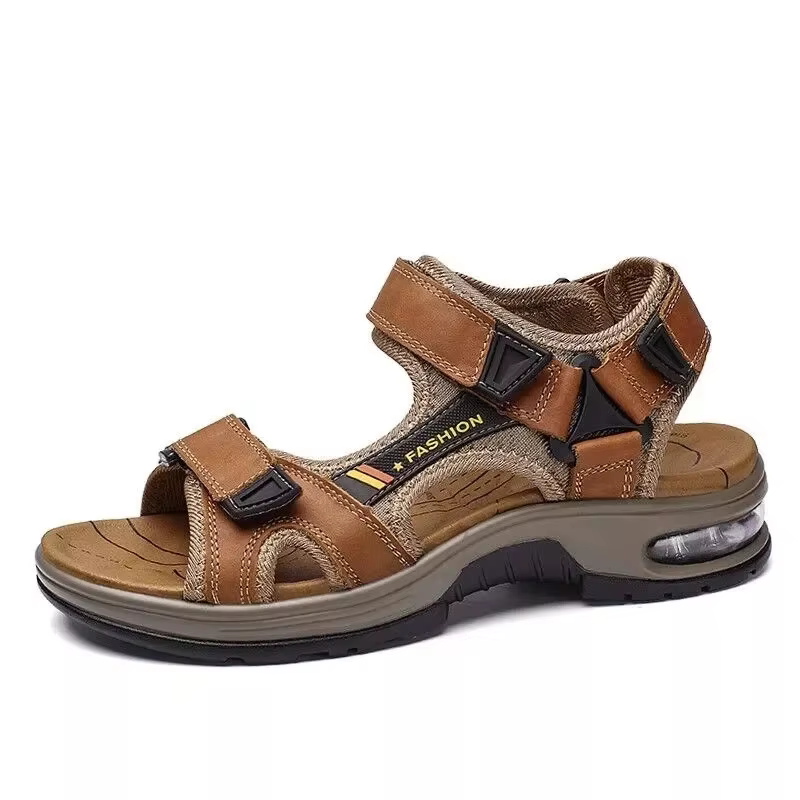 Sandales d'été de marque en cuir véritable pour hommes