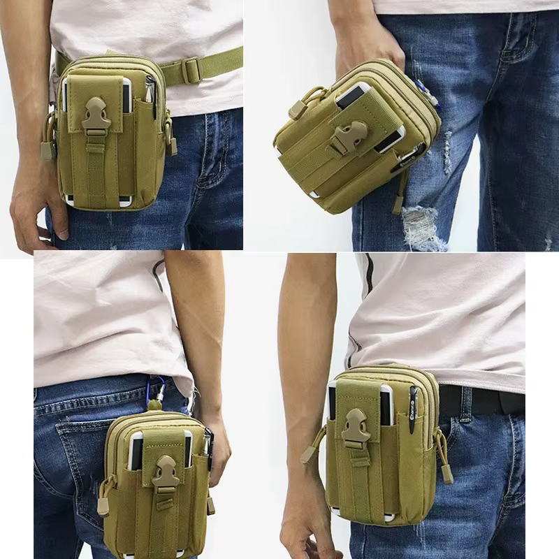 Sac de ceinture pour hommes, sac de taille d'extérieur, camouflage étanche, accessoires de sport et de chasse, sac de rangement pour téléphone portable en nylon Molle