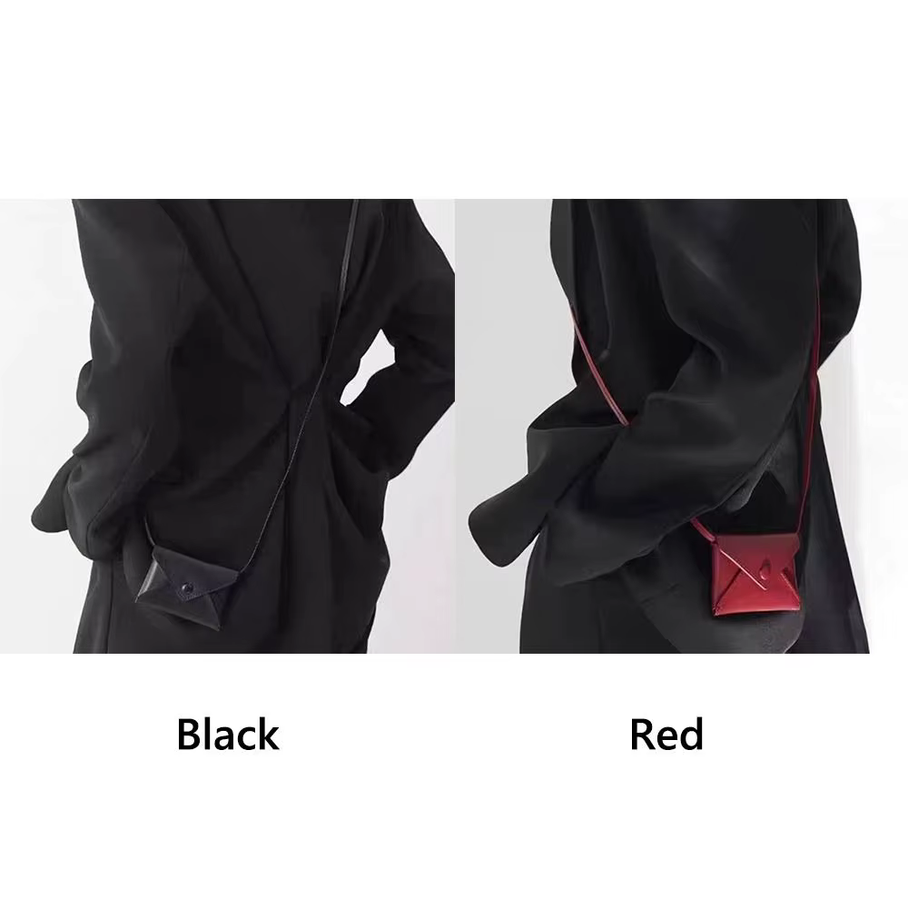 Mini sac noir/rouge pour collier, sac de taille de couleur unie, sac à bandoulière en cuir PU Durable, sac à bandoulière multifonctionnel, porte-monnaie