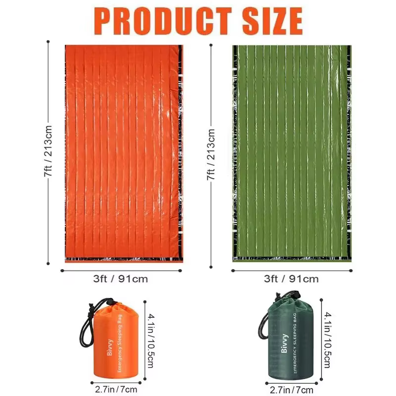Sac de couchage d'urgence thermique léger et imperméable - Sac de bivouac - Couverture de survie pour le camping