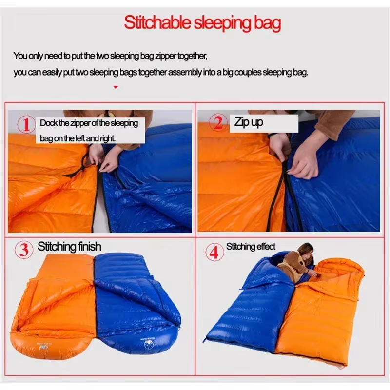 Sacs de couchage thermiques en duvet d'oie blanche, taille 220x85cm, allonge et élargi, adaptés aux personnes hautes, bonne qualité, Camping