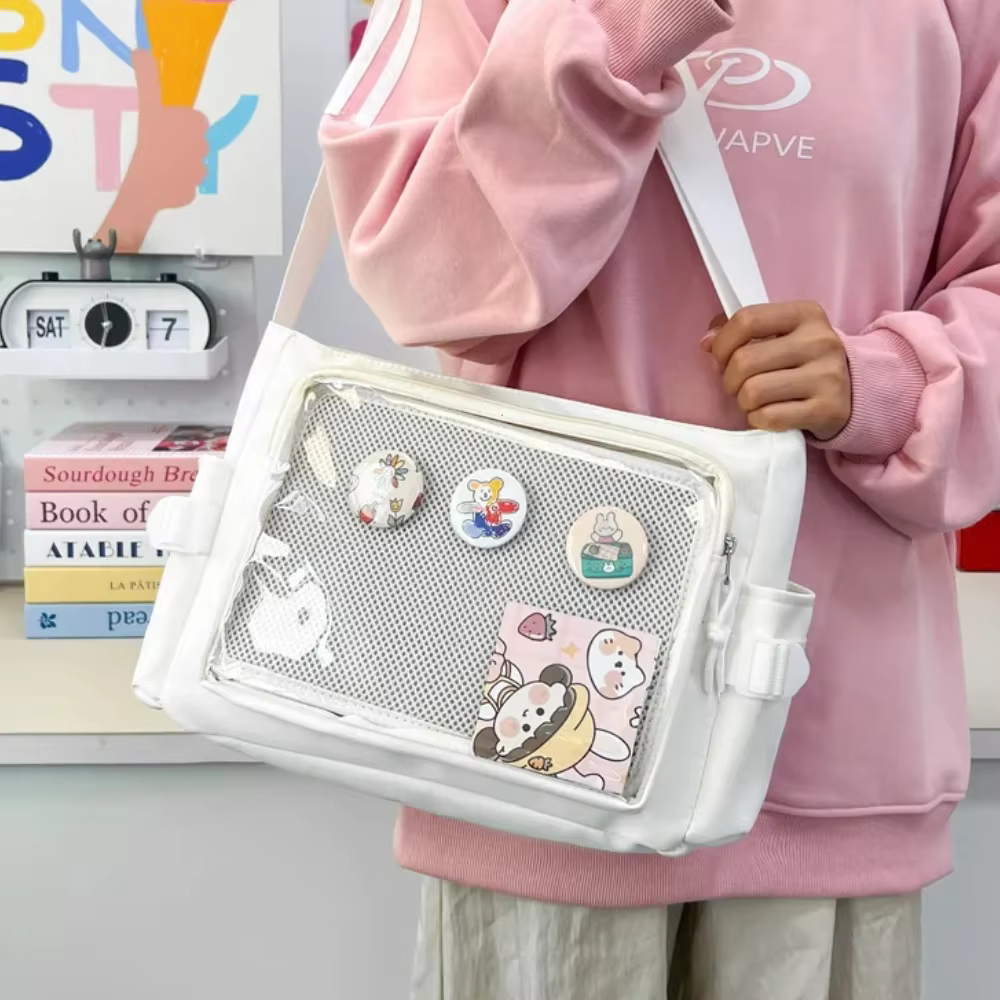 Sac à bandoulière Transparent japonais Y2K Lolita, nouvelle tendance, Badge Itabag, décoration DIY, sac à bandoulière, sacs d'école quotidiens pour adolescents