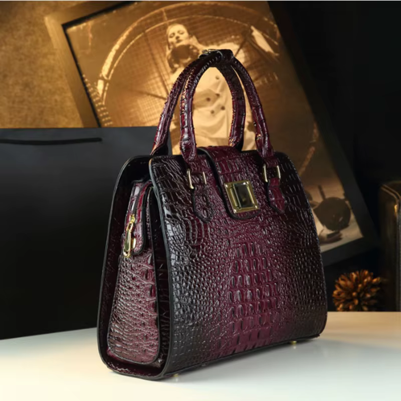 Sac à main pour femme, motif imitation crocodile