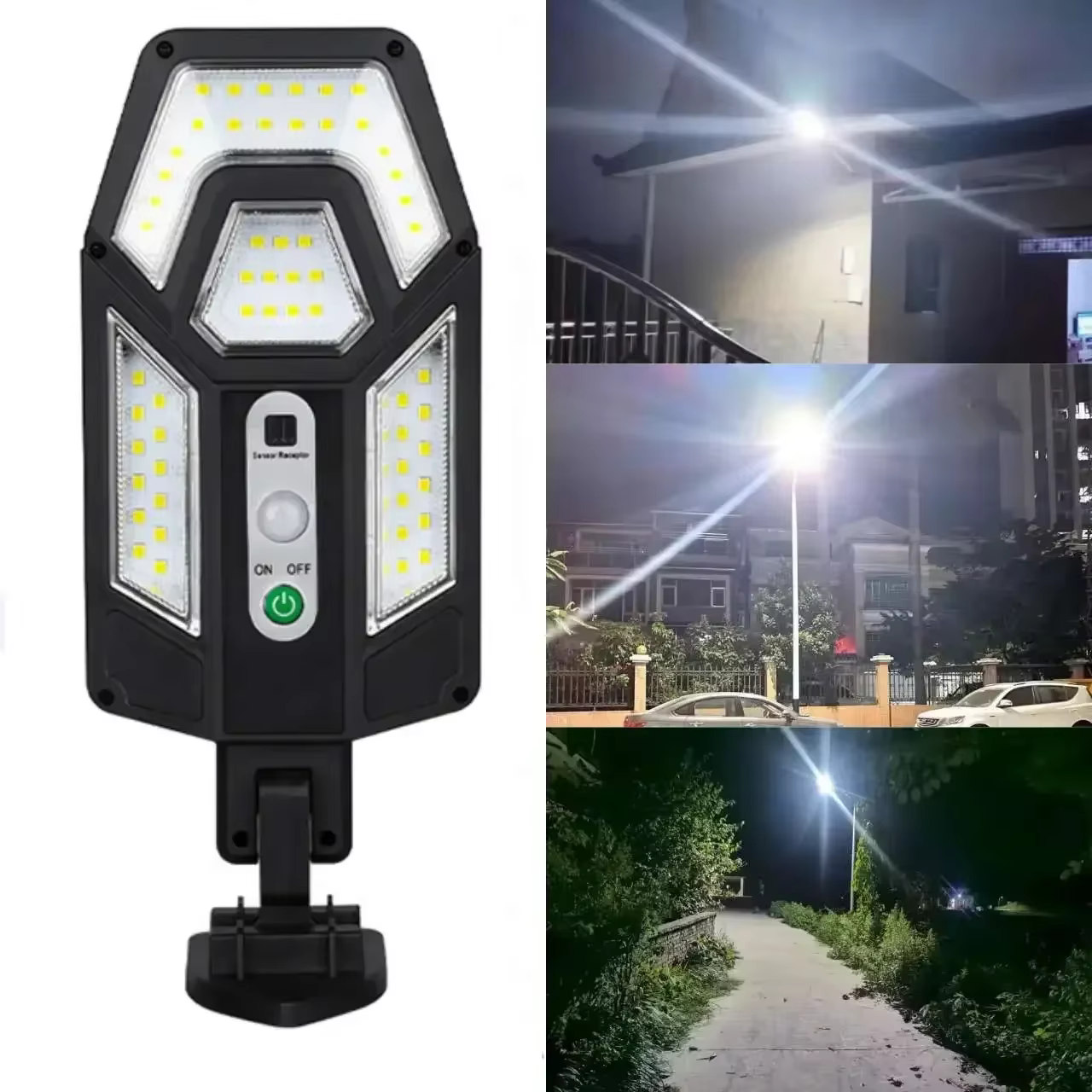 Nouvelle Lampe Solaire 55 LED Extérieure avec Détecteur de Mouvement et Télécommande, Éclairage Mural Solaire Étanche pour Rue
