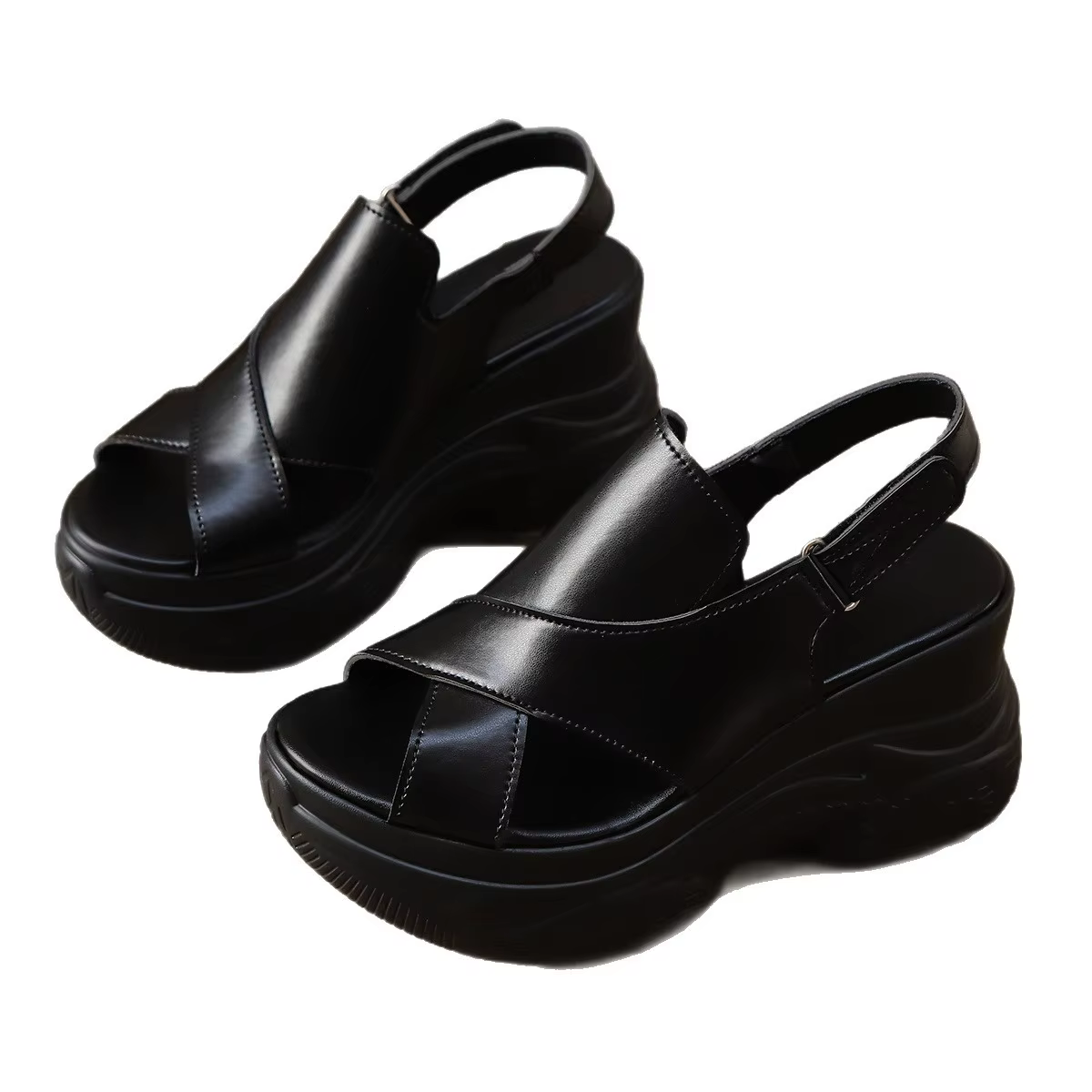Chaussures grande taille pour femmes 35-42 mode d'été talon haut plate-forme confortable sandales à talons compensés