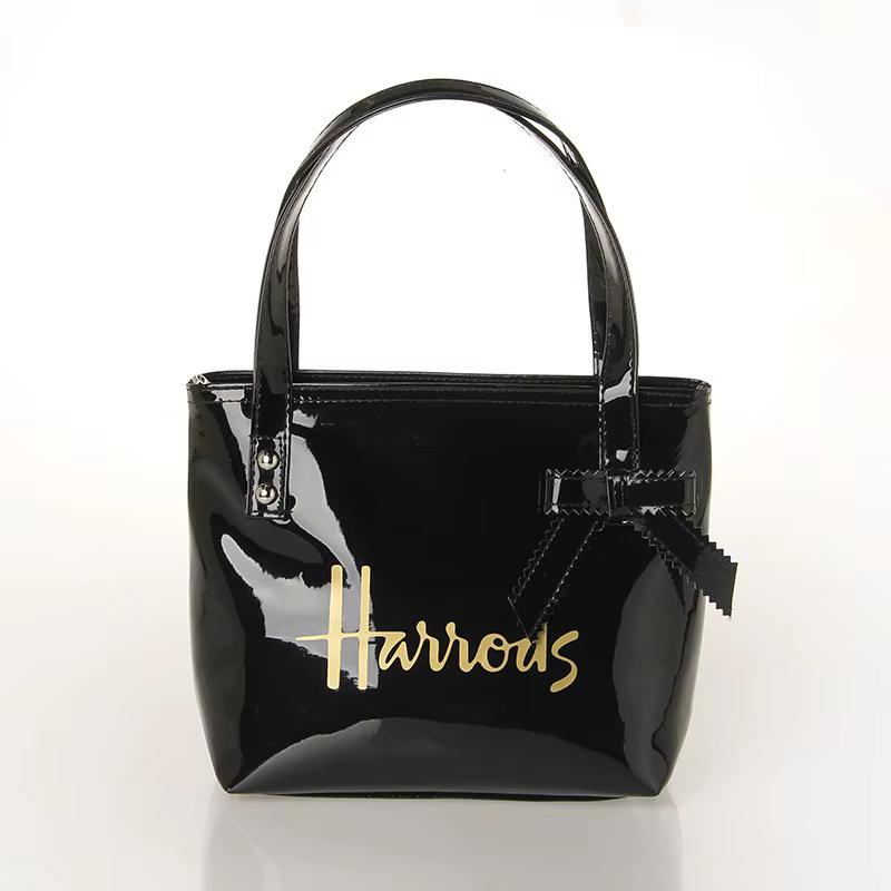 Sac fourre-tout noir avec nœud, sac à main, sac de bureau, sac de transport, sac en PVC transparent, sac de rangement minimaliste