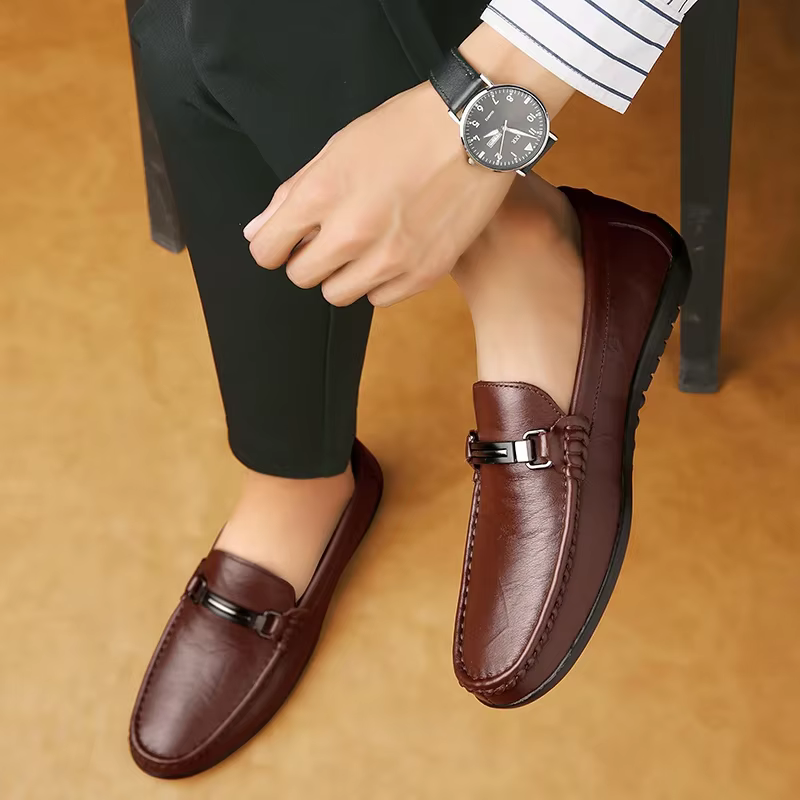Mocassins d'été de marque de luxe en cuir véritable pour hommes