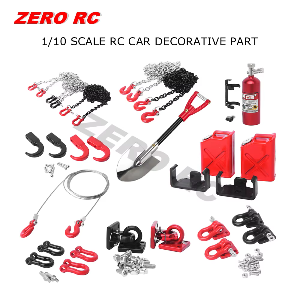 Accessoires pour camions RC à l'échelle 1/10 et 1/12 : Pièces décoratives ROCK CRAWLER, crochets de remorquage en alliage, extincteur, pelle, réservoir de carburant, chaîne
