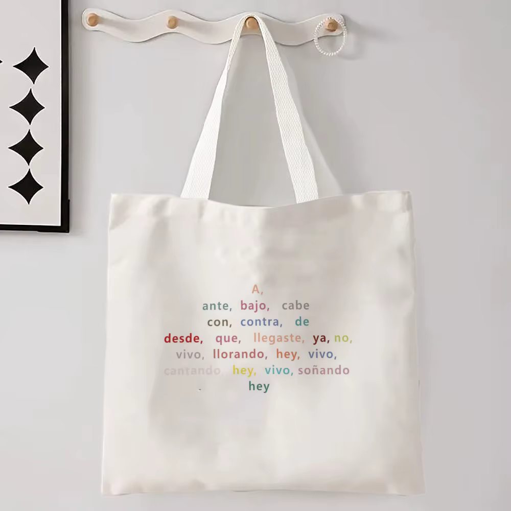 Femmes espagnoles sac à bandoulière graphique Harajuku Shopper sacs grande capacité toile fourre-tout sac à main sans fermeture éclair Eco décontracté fille sacs à main