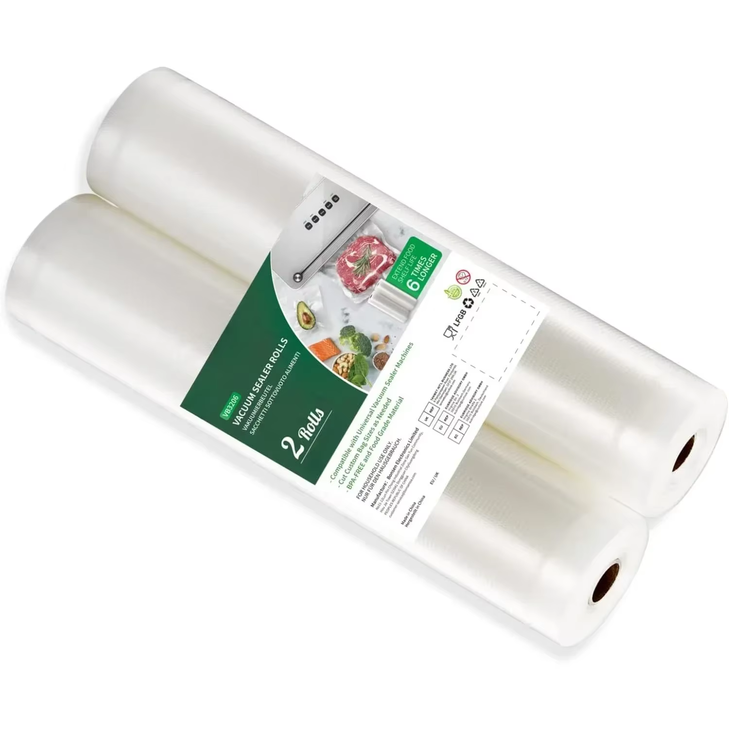 2 rouleaux de sacs de mise sous vide pour aliments